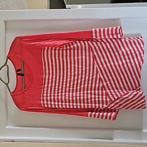 Allie & Rob pink and white 3/4 sleeve tunic top